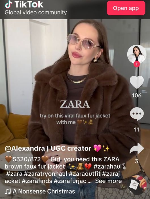 Палто с изкуствен косъм M