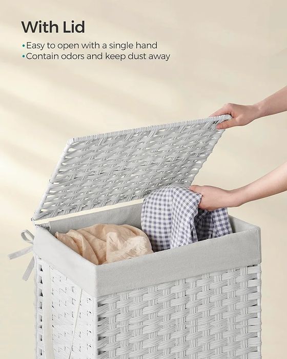 Coș pentru rufe/ Coș de depozitare pliabil din Ratan, Songmics, 90L