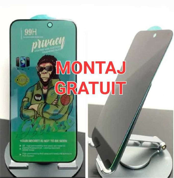 Folie de Sticla Privacy iPhone 15 16 17 Air Pro Max
