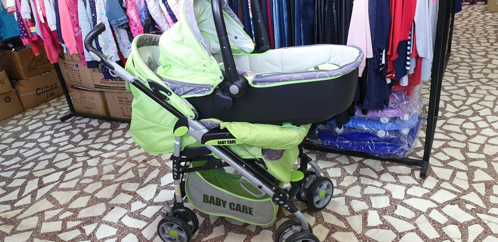 Carucior nou nascut 2 in 1 cu landou culoare verde de la BABY CARE