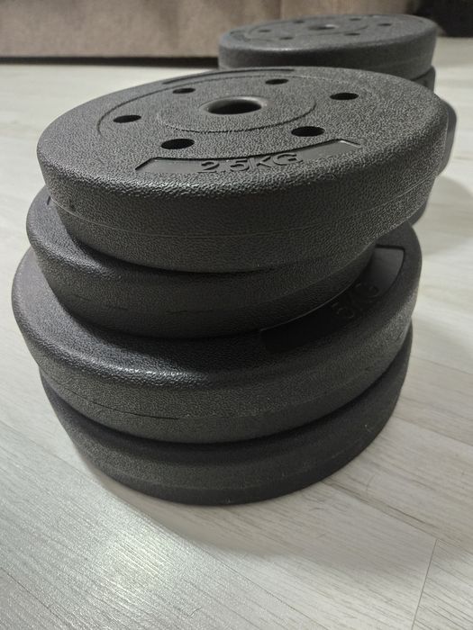 Discuri din plastic umplute cu ciment 2,5 kg ( 10 kg )  gantere, bare