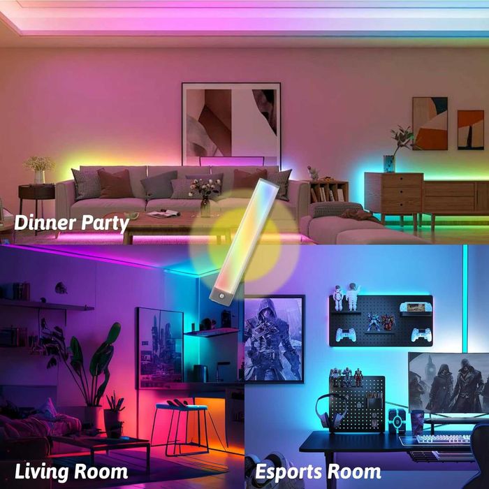 Lumina 60 LED pe magnet - RGB cu senzor de miscare