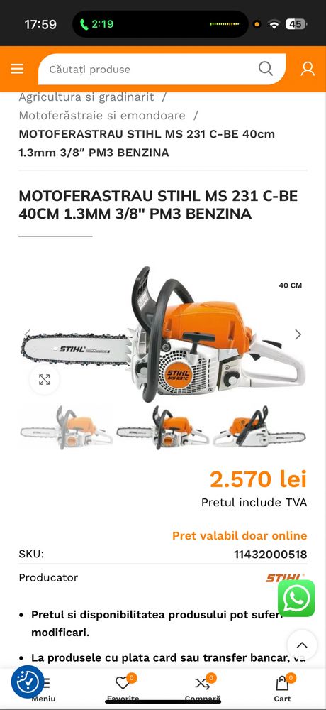 Drujba Stihl MS 231 C ,profesionala ,noua ,2024 !