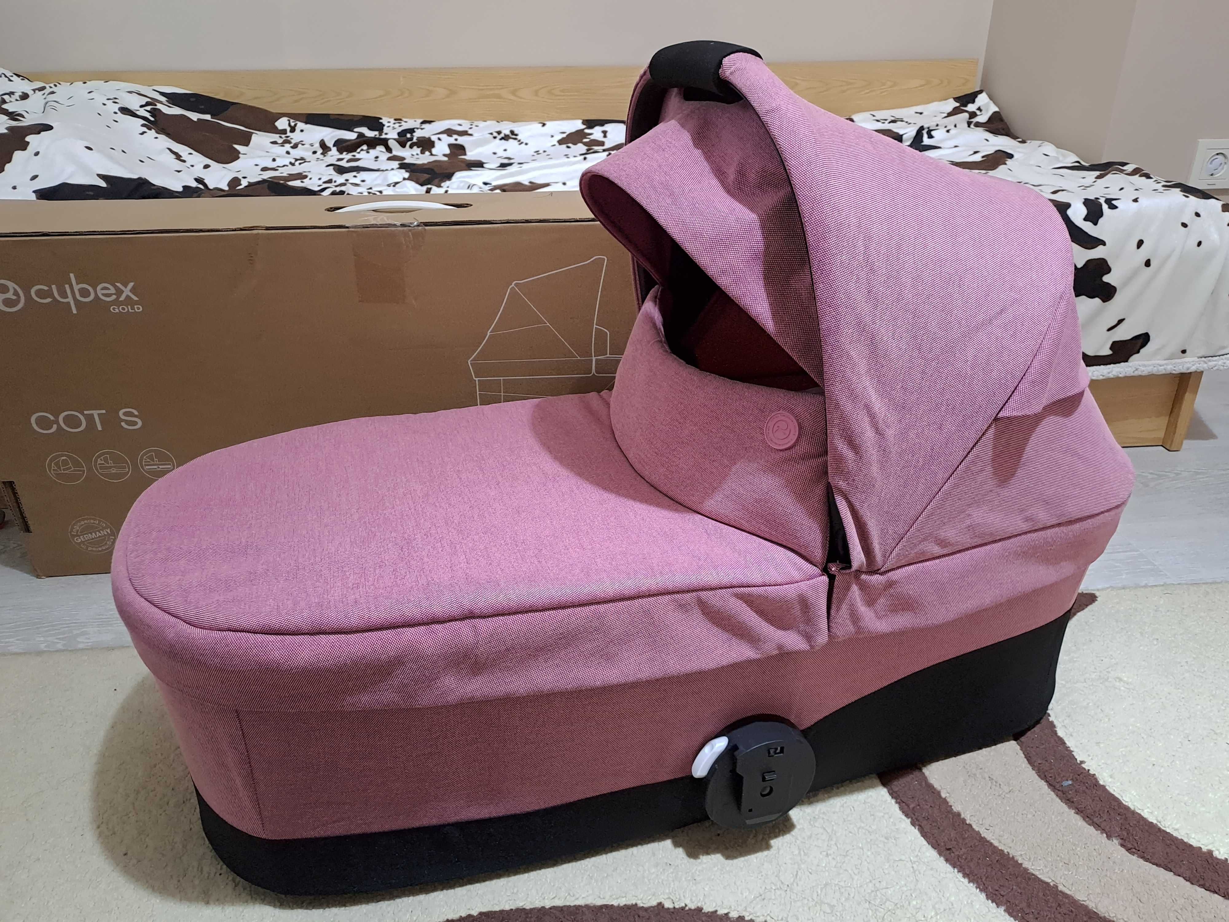 Cybex Кош за новородено Cot S Magnolia Pink + подарък сенник