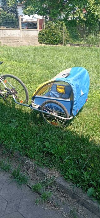 Рикша за колело за 2 деца с колани