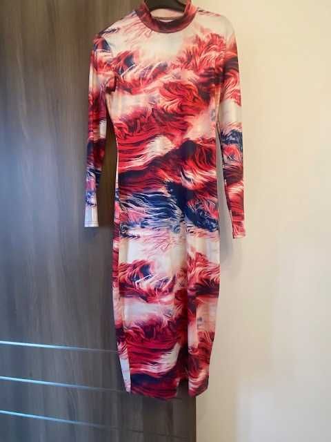 Rochie midi, multicolora, supraelastica, masura 38