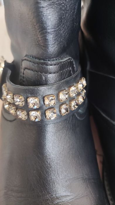 Pinko Разкошни кожени боти Оригинални с подарък кожена чанта