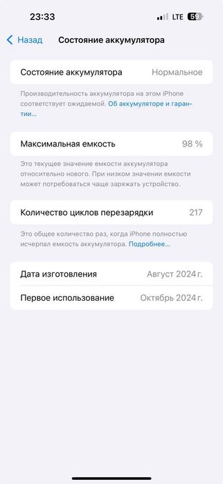 Iphone 16 pro MAX ёмкость 98% Идеал