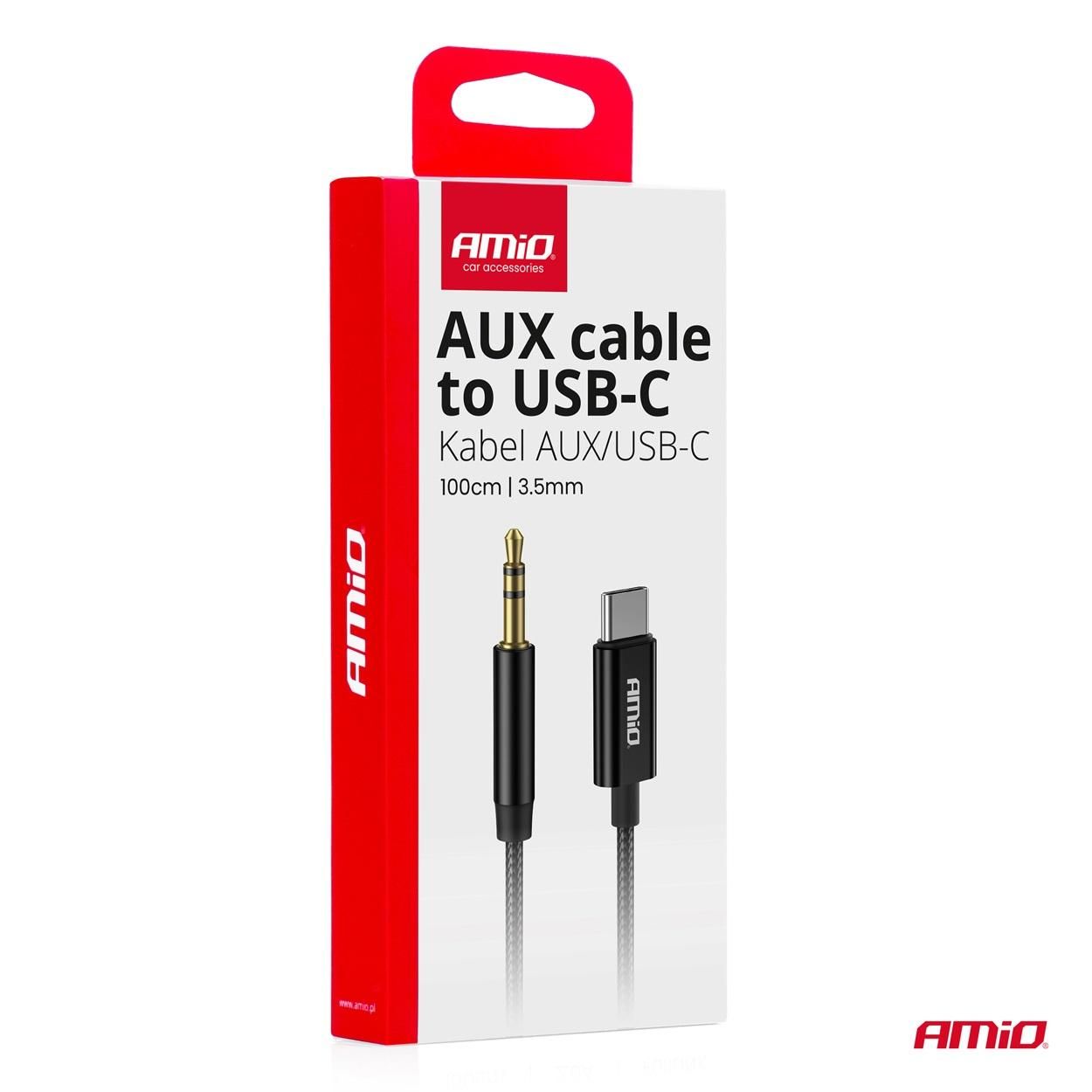 Usb-c към aux мини жак 3,5 мм 1 м аудио кабел amio-04294