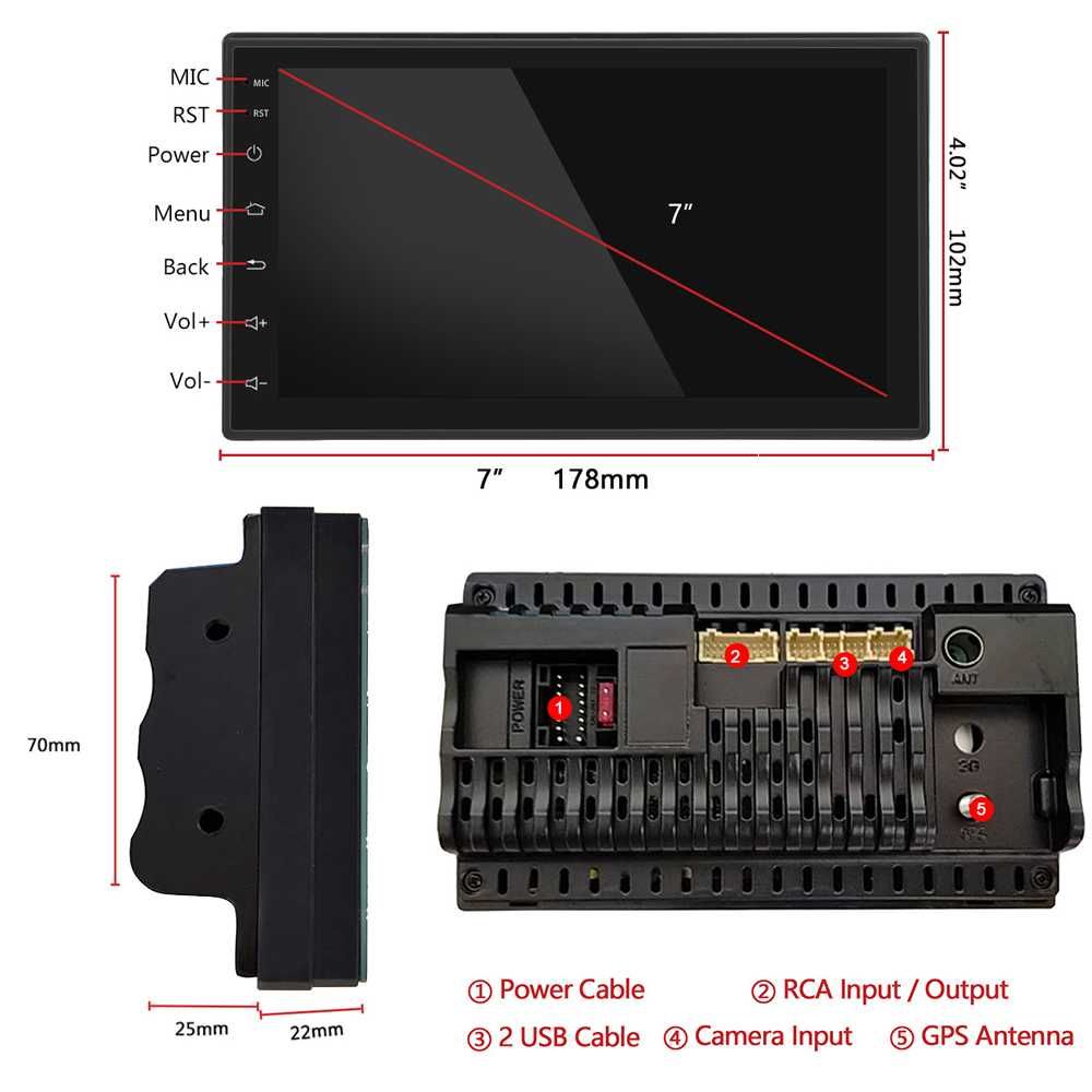 Navigatie MP5 Player 2Din Universal Android /2 Gb Ram/ 7 Inch / GPS