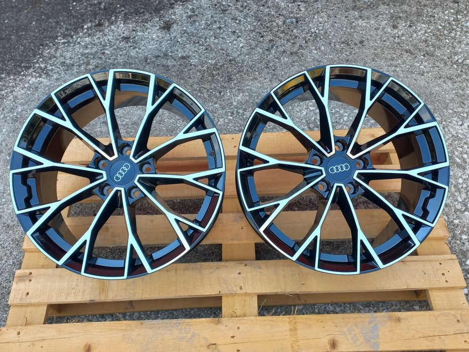 18"Audi S line 5x112 8j et40 A3 A4 A6 Q3 Q5 Black Polish Чисто Нови.