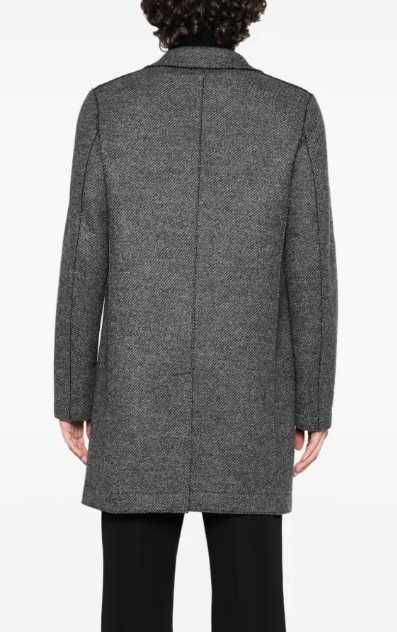Palton slim 52 XL premium Bogie Italy lana moale Herringbone grey