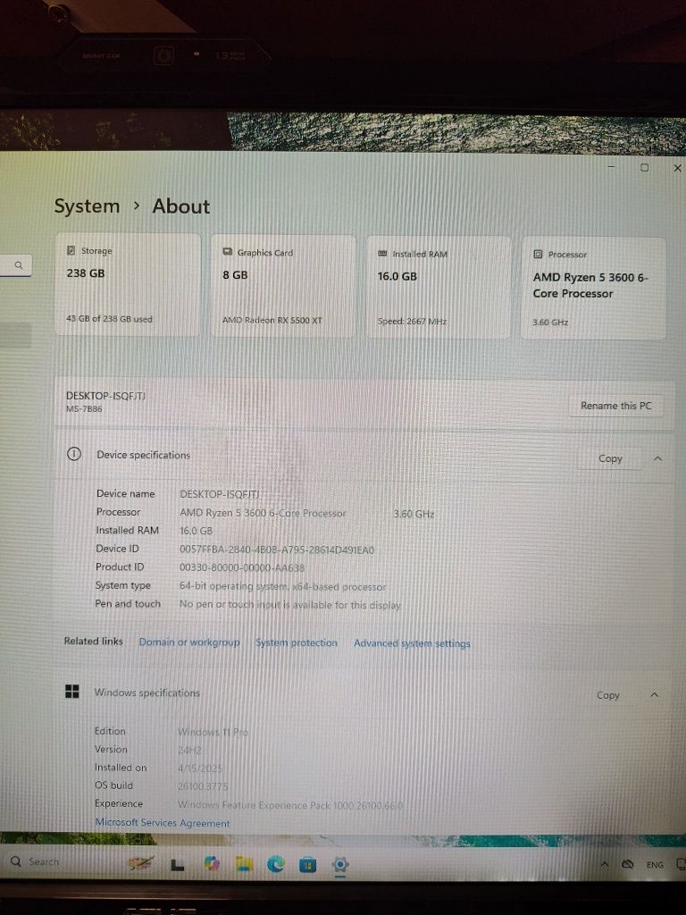 Настолен компютър R5 3600 / RX5500XT / 16GB / 256GB NVME