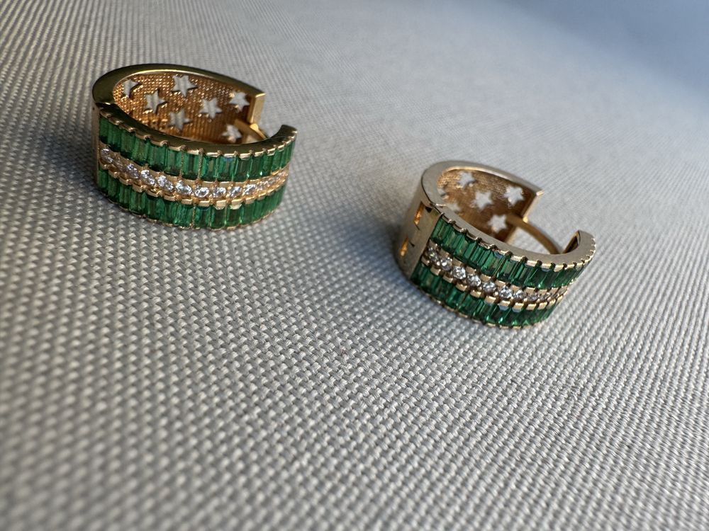 Cercei din aur 14 k si cubic zirconia