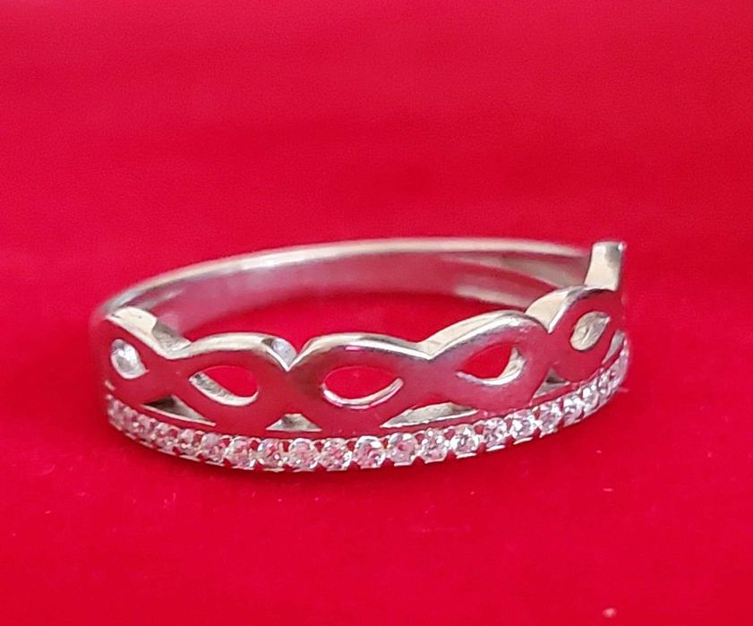 AG223, inel argint 925,nou/marcat, zirconii si infinit