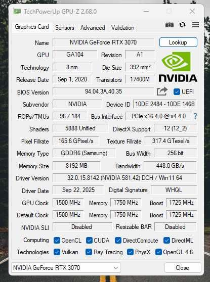 Placa video KFA2 rtx 3070 - cel mai mic pret !