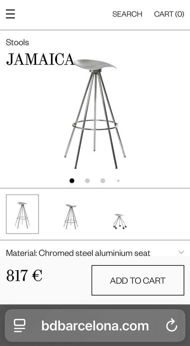 4 броя дизайнерски бар столове JAMAICA by Pepe Cortes