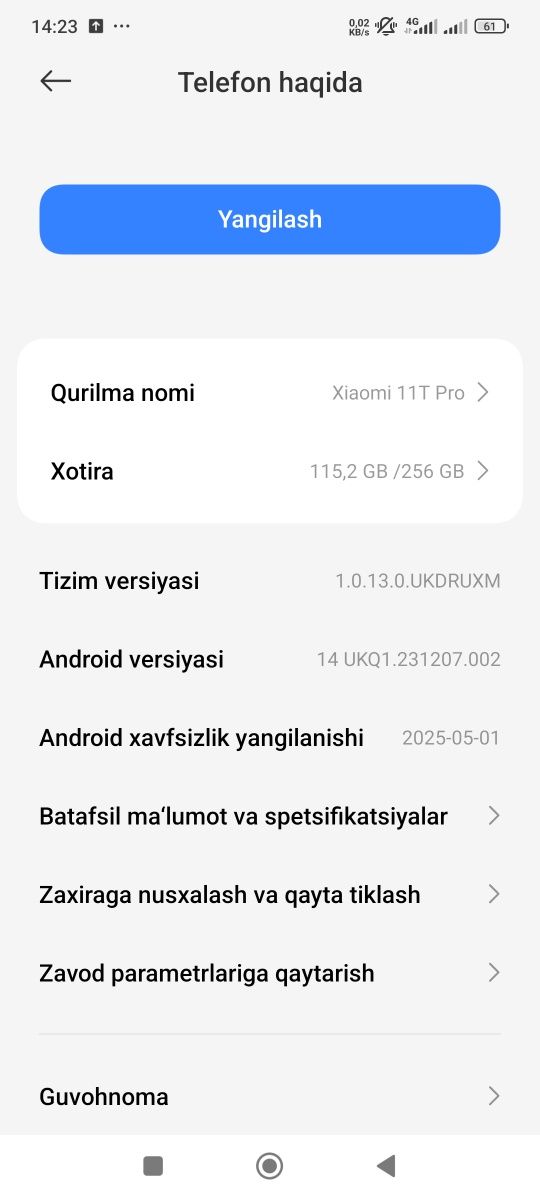 Xiaomi 11 T Pro 12+8 256 hamma joyi radnoʻy bir qoʻl telfoʻn pubg 120.