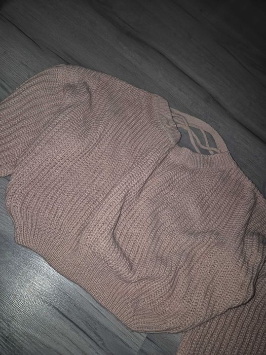 Pulover dama crop S roz prăfuit