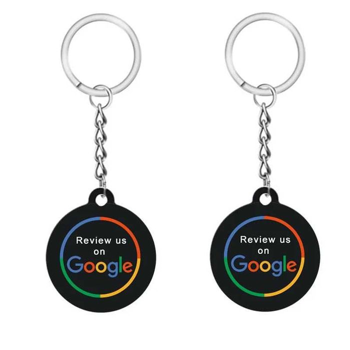 Breloc inteligent NFC pentru recenzii Google, preconfigurat, alb/negru