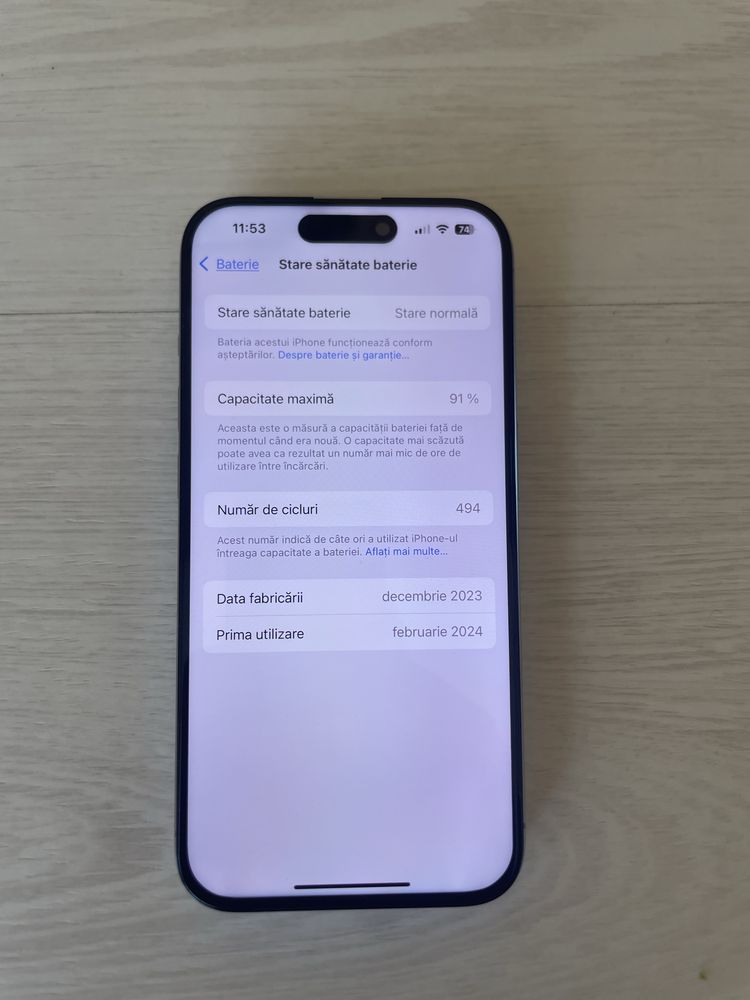 iPhone 15 Pro – 128 GB – IMPECABIL – Stare perfectă – 2.800 lei