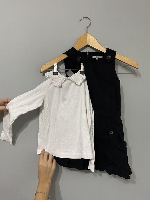 Сет от черно сукман и бяла блуза за момиче