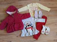 Зимно яке за момиче,дрехи и подарък боди, размер 86-92