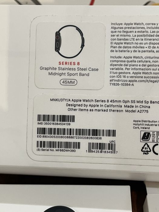 Apple watch 8 stainless steel 45mm LTE