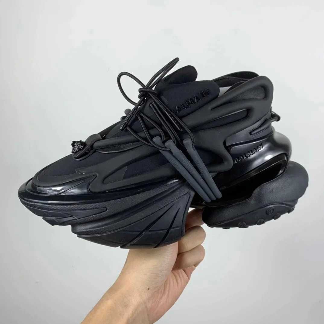 Balmain Unicorn Low-Top Sneakers Neoprene Full Black