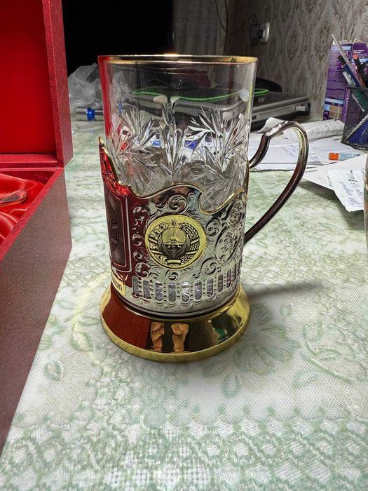 Подстаканник с гербом Узбекистана  для государственных и организаций