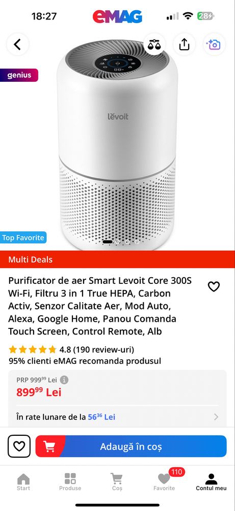 Purificator de aer Levoit - Ca nou