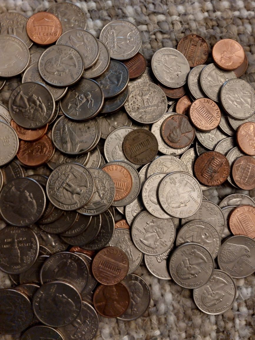 Monede vechi americane SUA de 1 cent si 25 centi - 146 monede