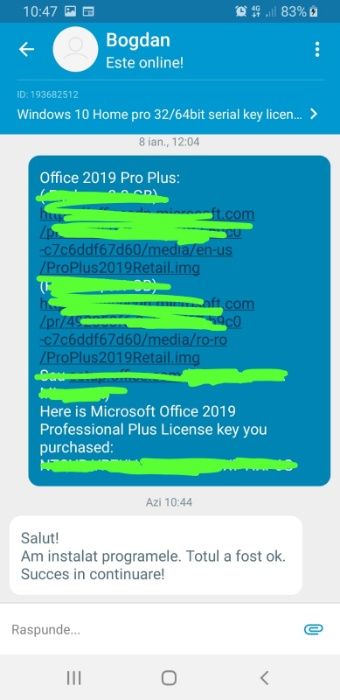 Windows 10 Pro licenta Retail key 32/64 Bit pe viata