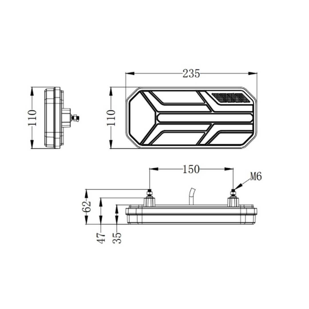 Комплект led лед диодни стопове, динамичен мигач, 7 функции, 12/24v