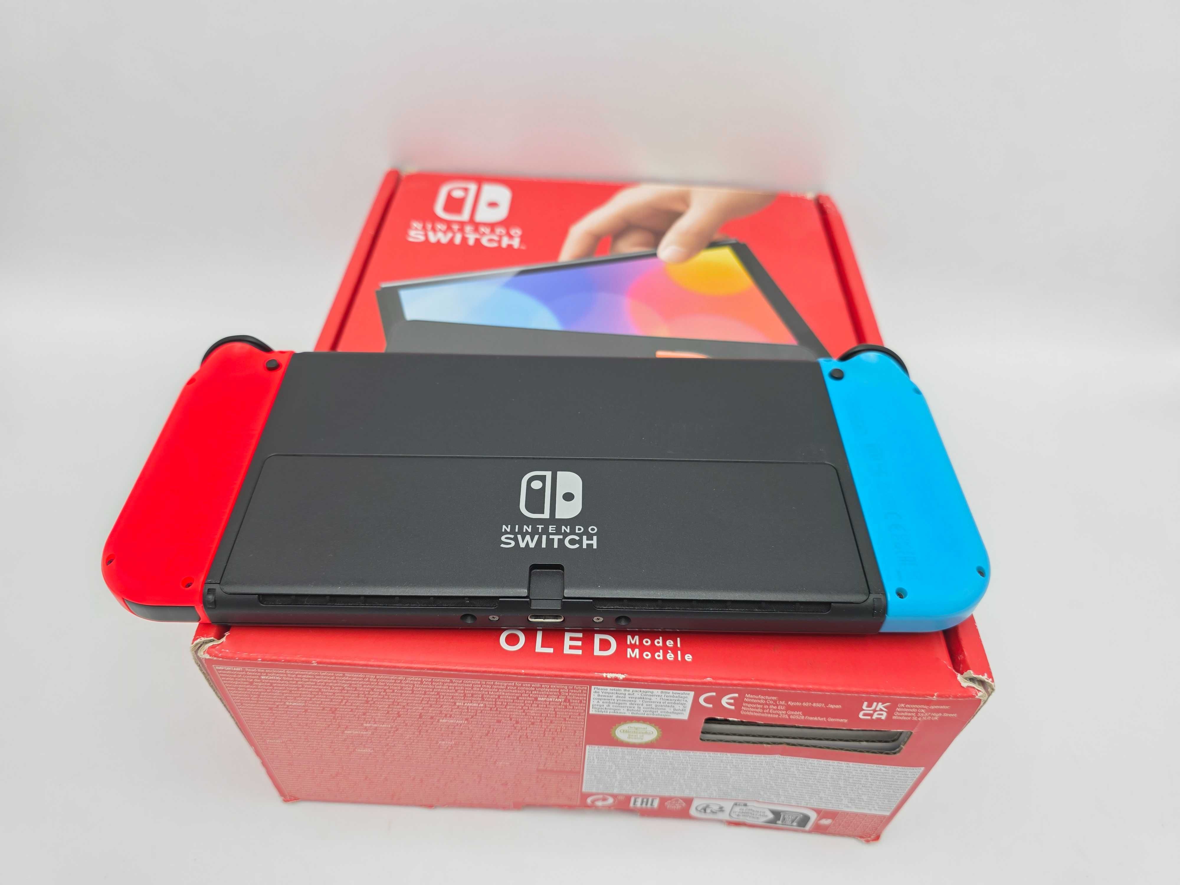 Nintendo Switch OLED 7" Neon 64GB Jocuri Card microSD 512GB FullBox