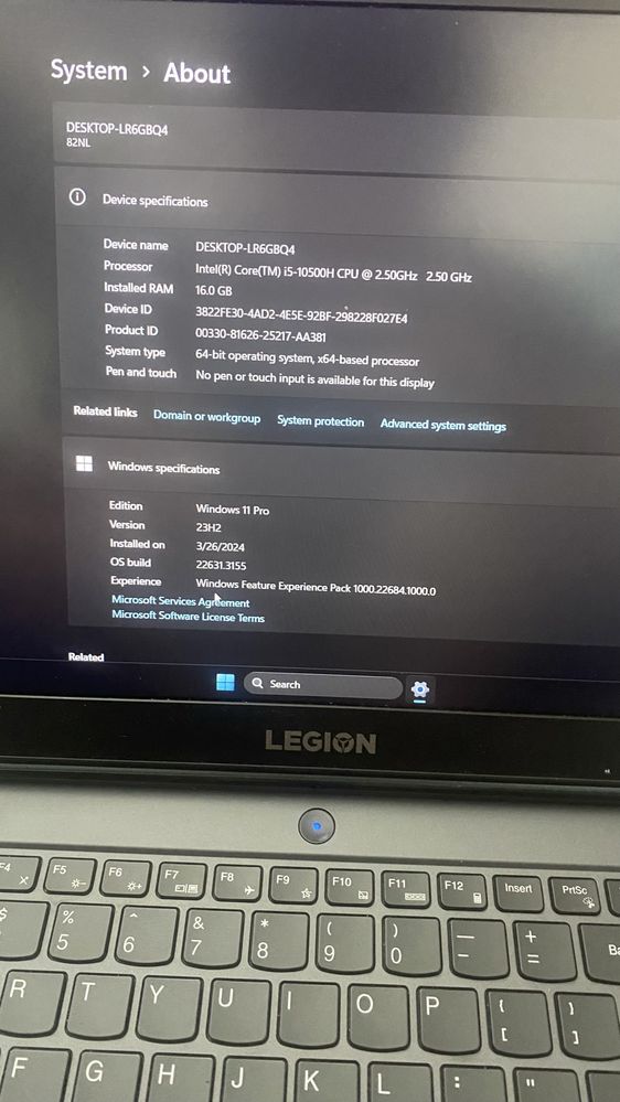 Laptop lenovo legion 144hz 16gb Procesor: i5-10500H RTX 3050 4GB