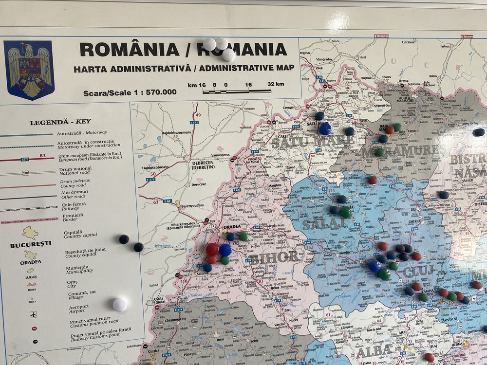 Harta Mare magnetica office România 1,4/ 1,0 metri