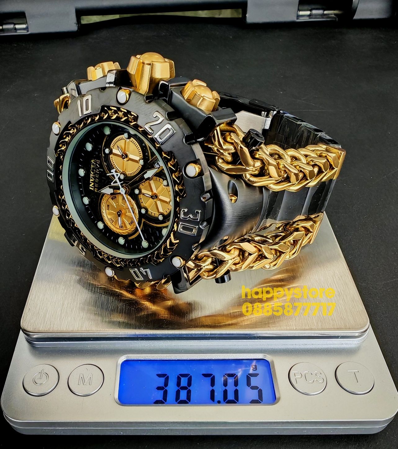 часовник INVICTA Gladiator Black and Gold 60 mm, Инвикта нов