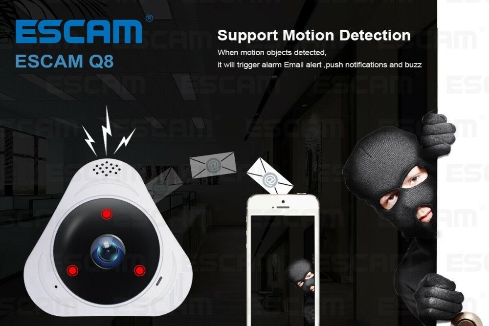 Camera Ascunsa Supraveghere WiFi 360°Panoramic Spion Spy Detector Fum