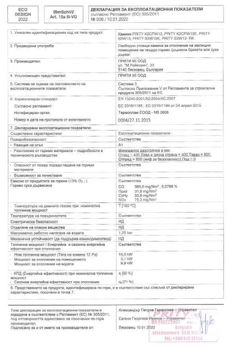 камина PRITY S3 W13