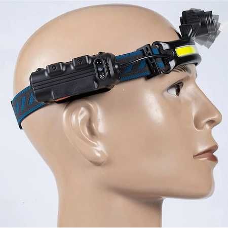 Lanterna frontala multifunctionala 3 moduri iluminare, senzor miscare