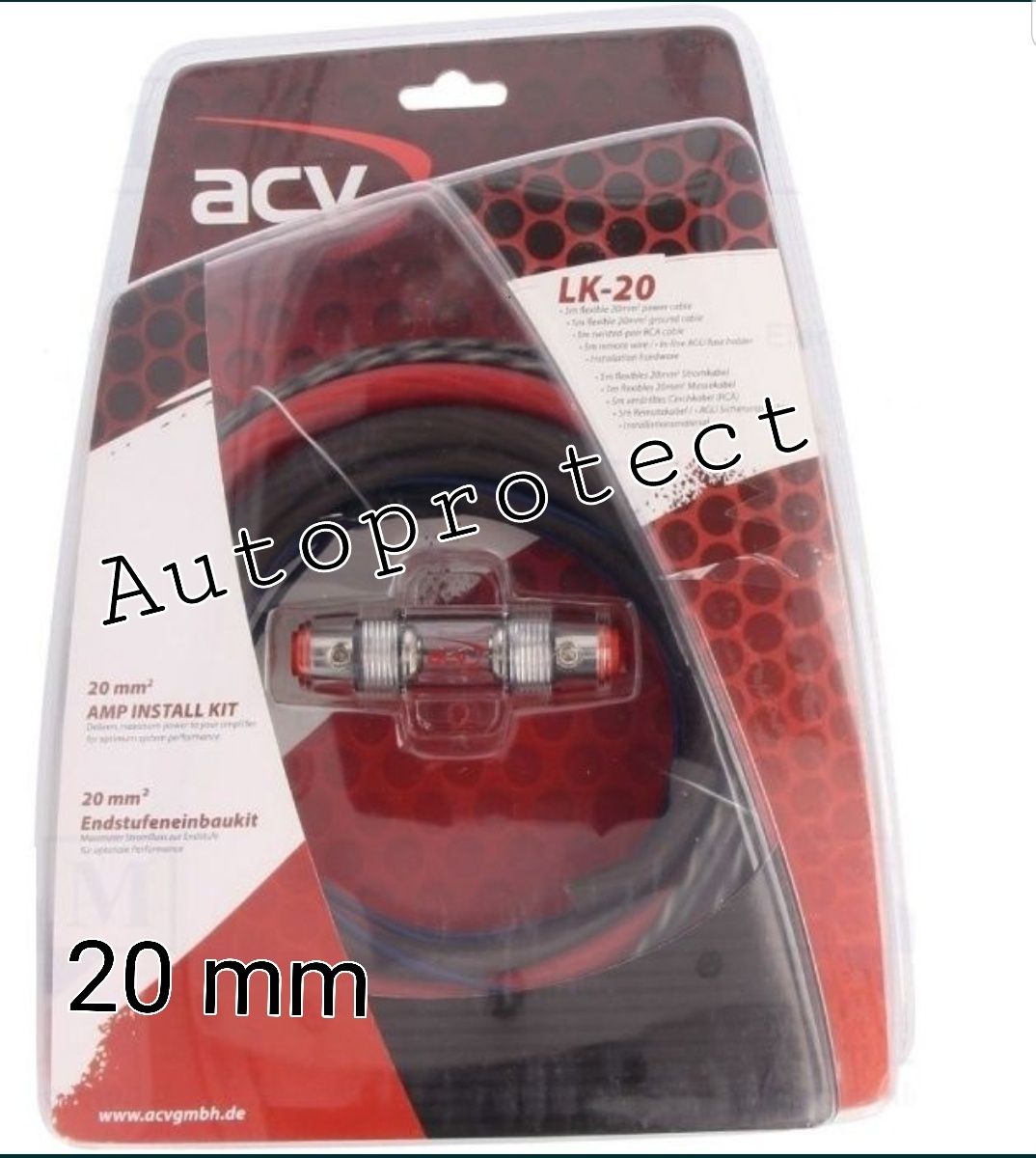 Kit cabluri profesional montaj subwoofer nou 6 10 20 MM ACV Germania