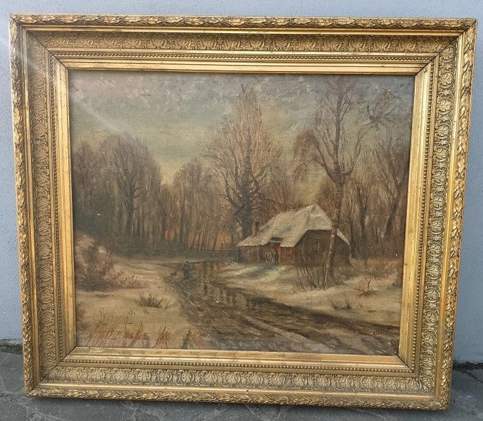 Ulei pe panza o lucrare deosebita semnata încadrată într-o ramă lata d