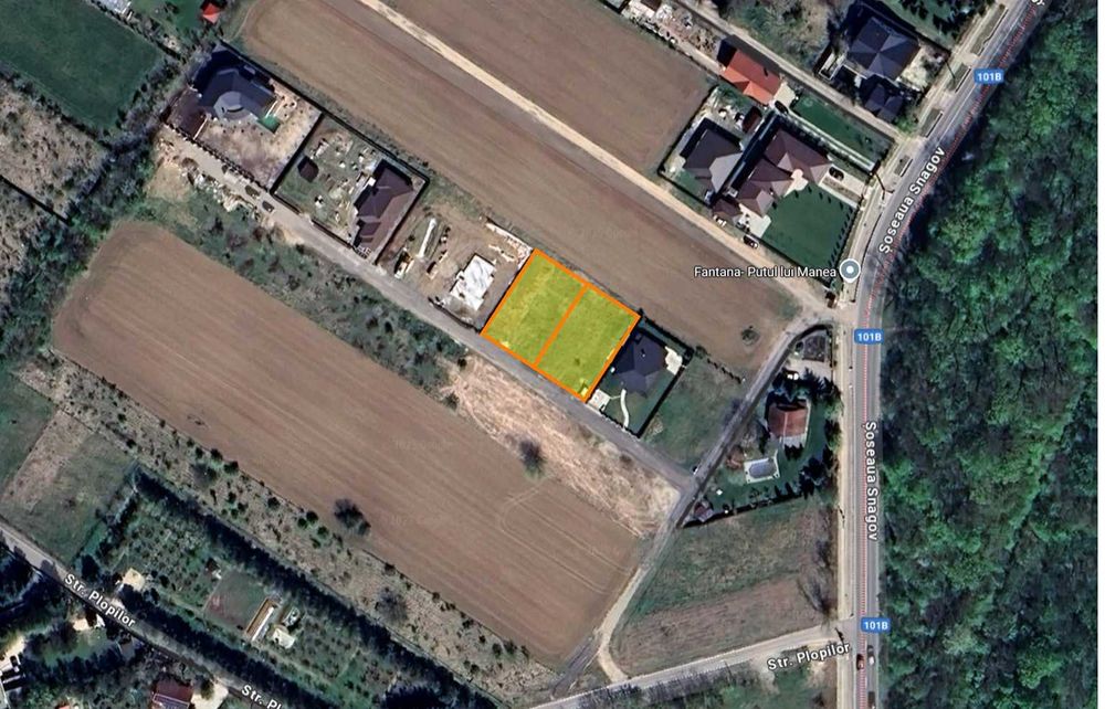 Snagov, 2 loturi teren, intravilan, fiecare de 630mp, cu front 20m