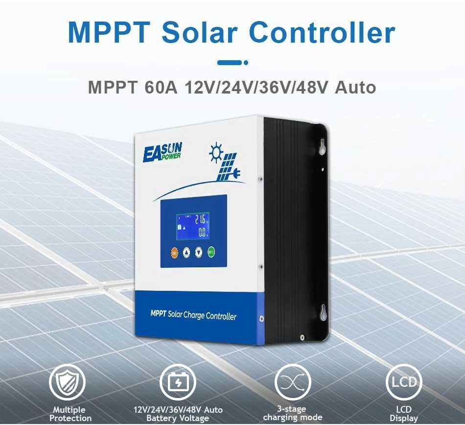 Controller / Regulator solar MPPT POWLAND 60A 12-48V, LCD, LiFePO4/AGM
