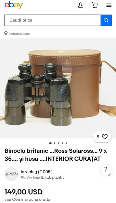 Binoclu foarte vechi Ross London Solaross cu toc 9 x 35