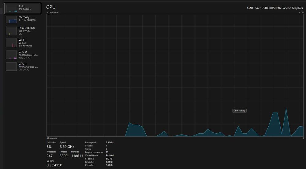 Laptop Asus Ryzen7 4800HS , 14" , 16GB, SSD 512GB, NVIDIA GTX 1650 4GB