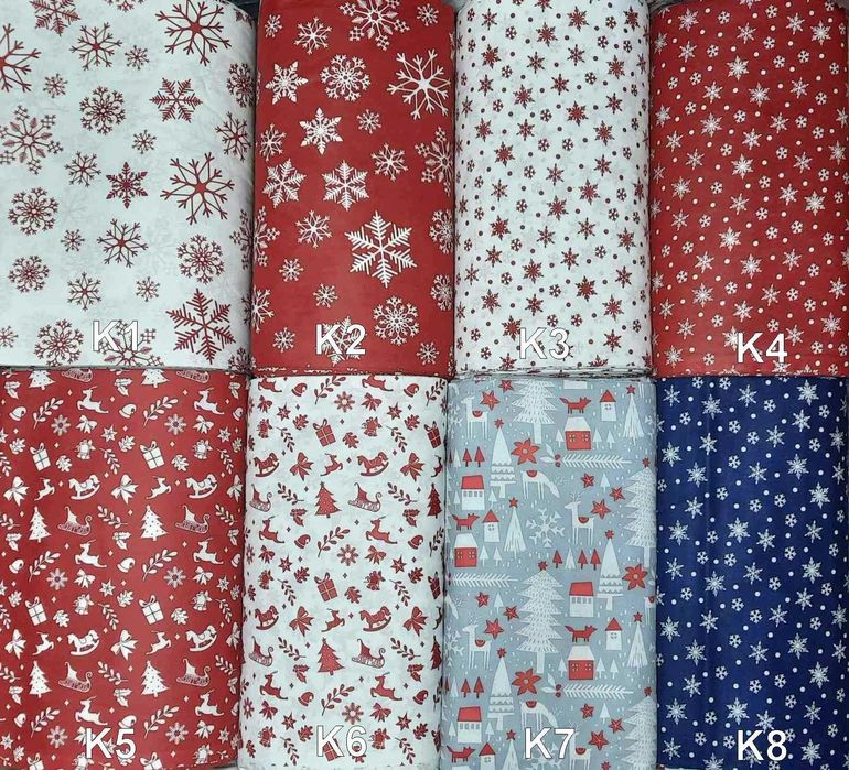 Коледни и Новогодишни десени платове за покривки, декорация и други