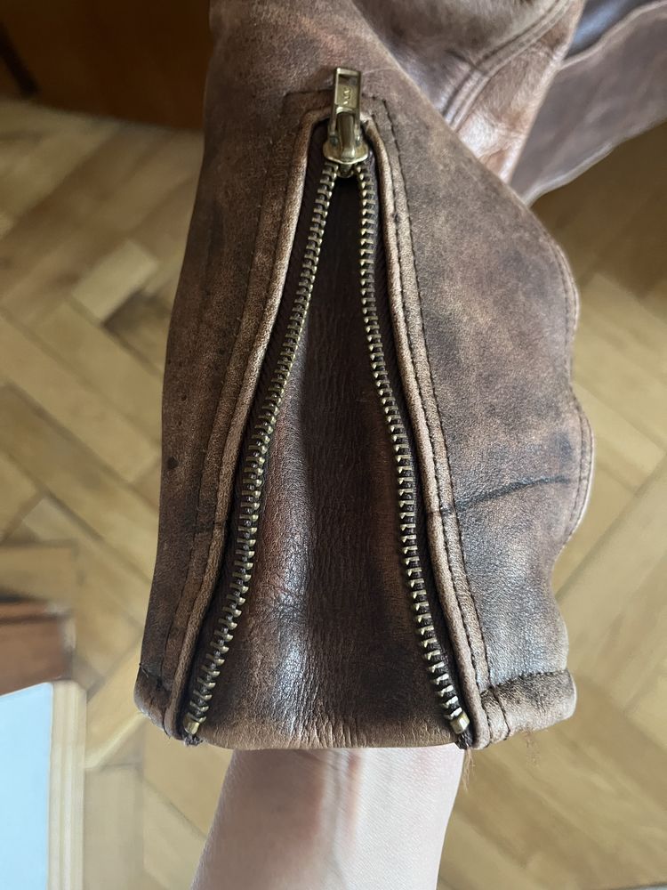 Geacă piele bărbătească, maro, XS