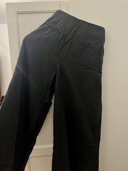 Pantaloni Zara largi evazati lungi XS denim negru nasturi